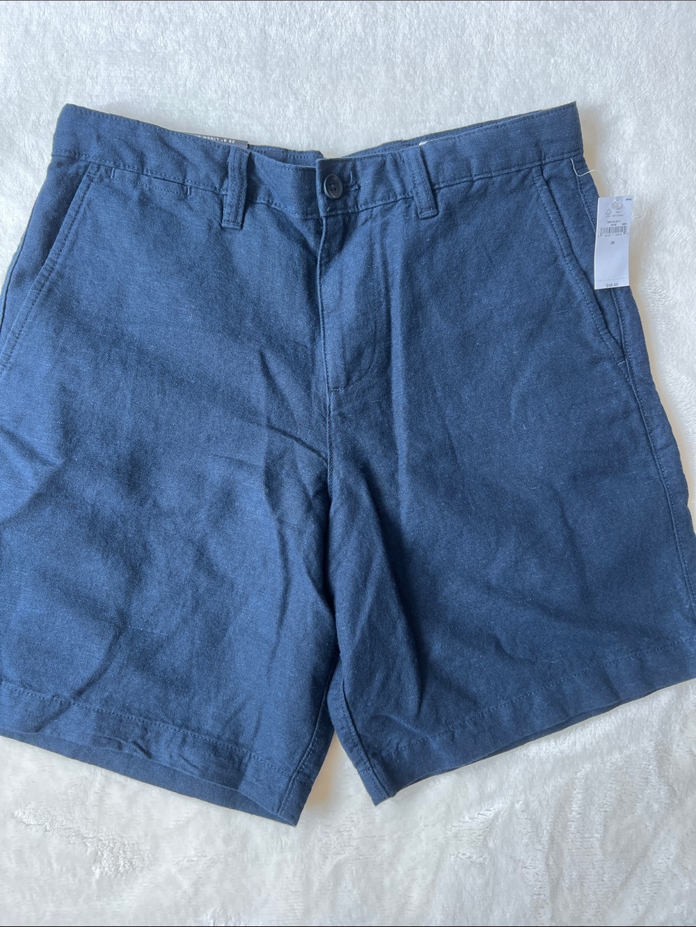NWT GAP Men's Navy Flat-Front Linen Blend Shorts